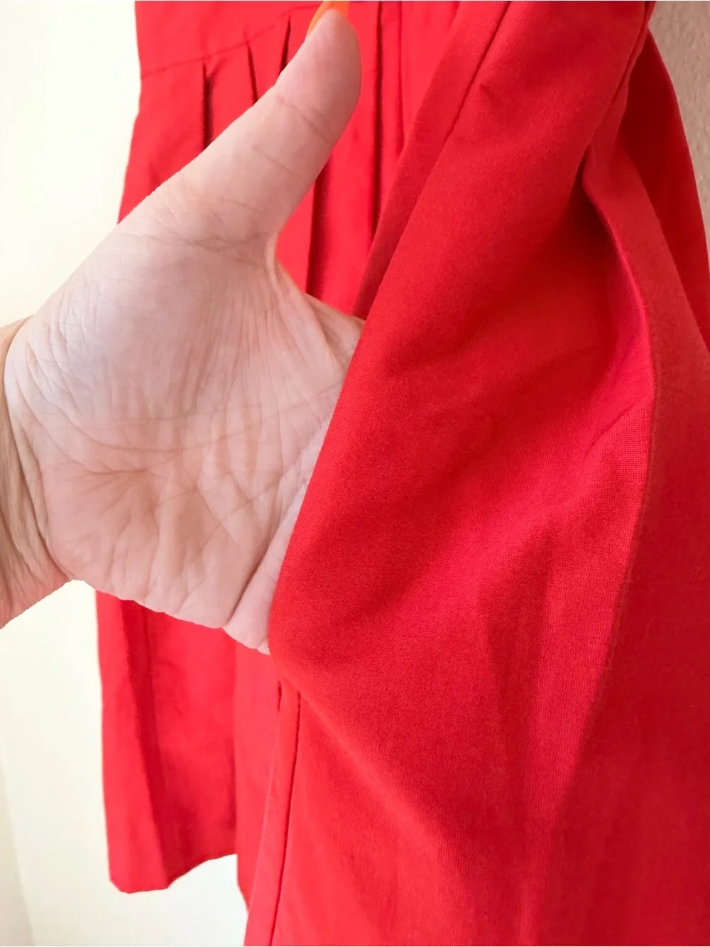 J. Crew Red V-Neck Pleated Dress, Size 8 Tall, Cotton Silk Blend